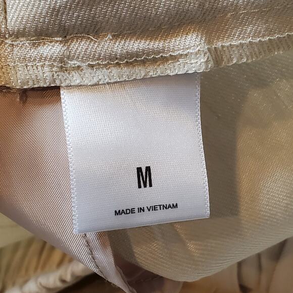 Express Women's Size M NWT High Waisted Linen Blend Pull On Ankle Pants Beige - Picture 10 of 11